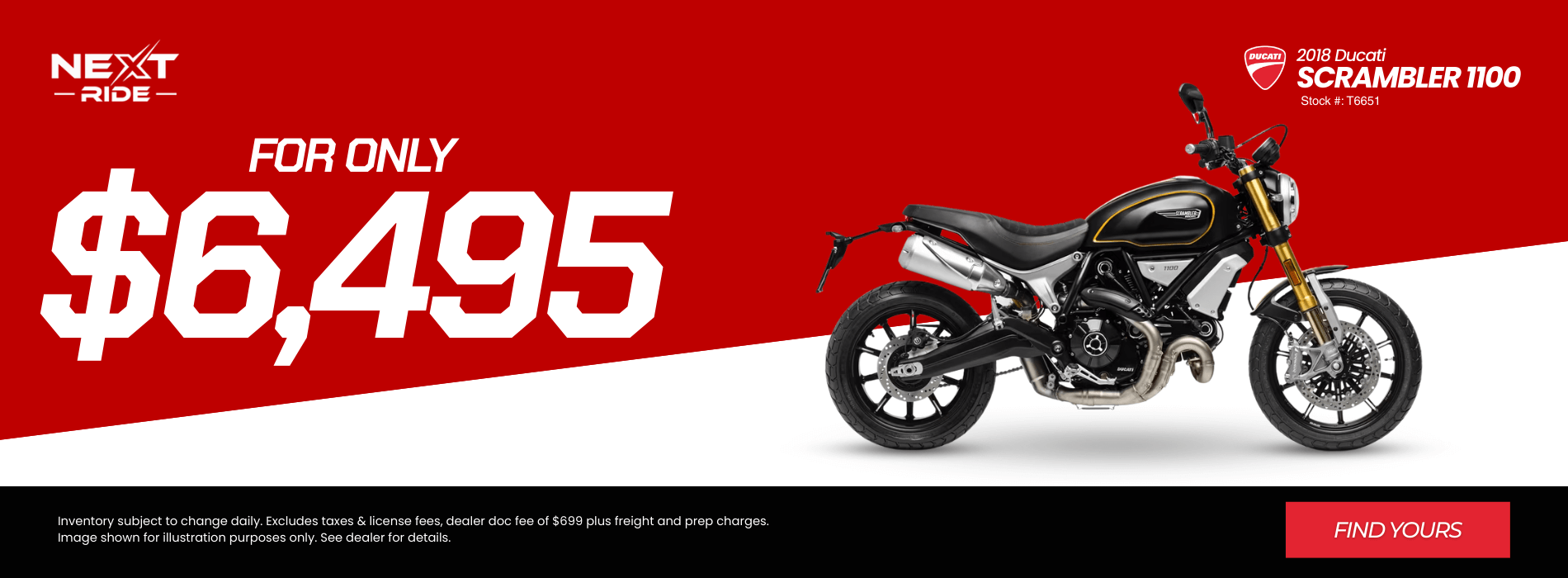 2018 Ducati Scrambler 1100 motorcycle sale at Next Ride for $6,495