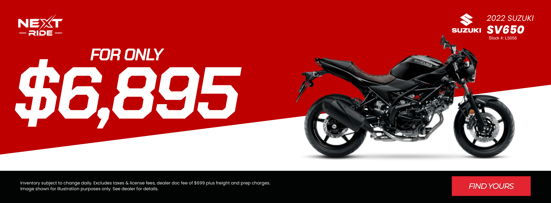2022 Suzuki SV650 motorcycle on sale at Next Ride for $6,895